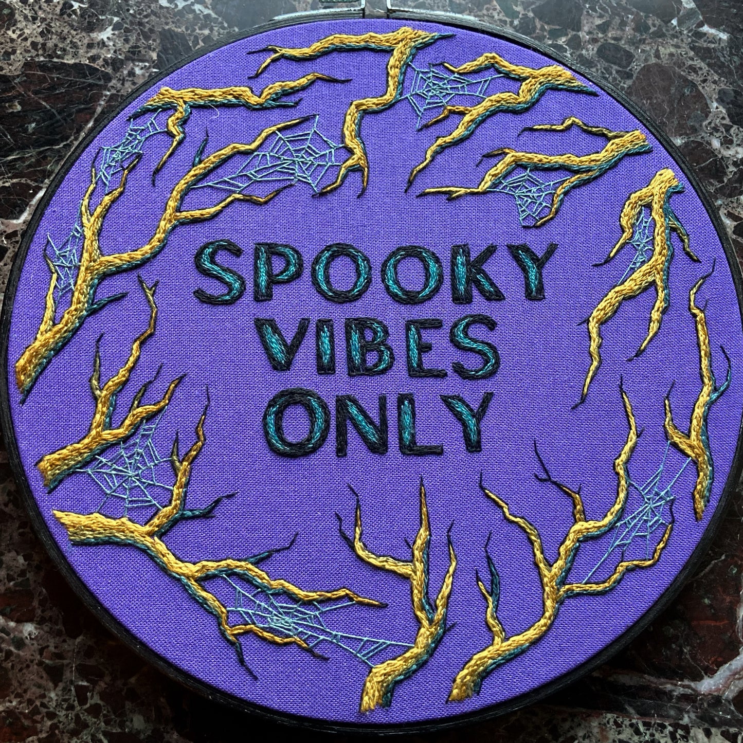 SPOOKY VIBES ONLY with Branches Hand Embroidery - 7"