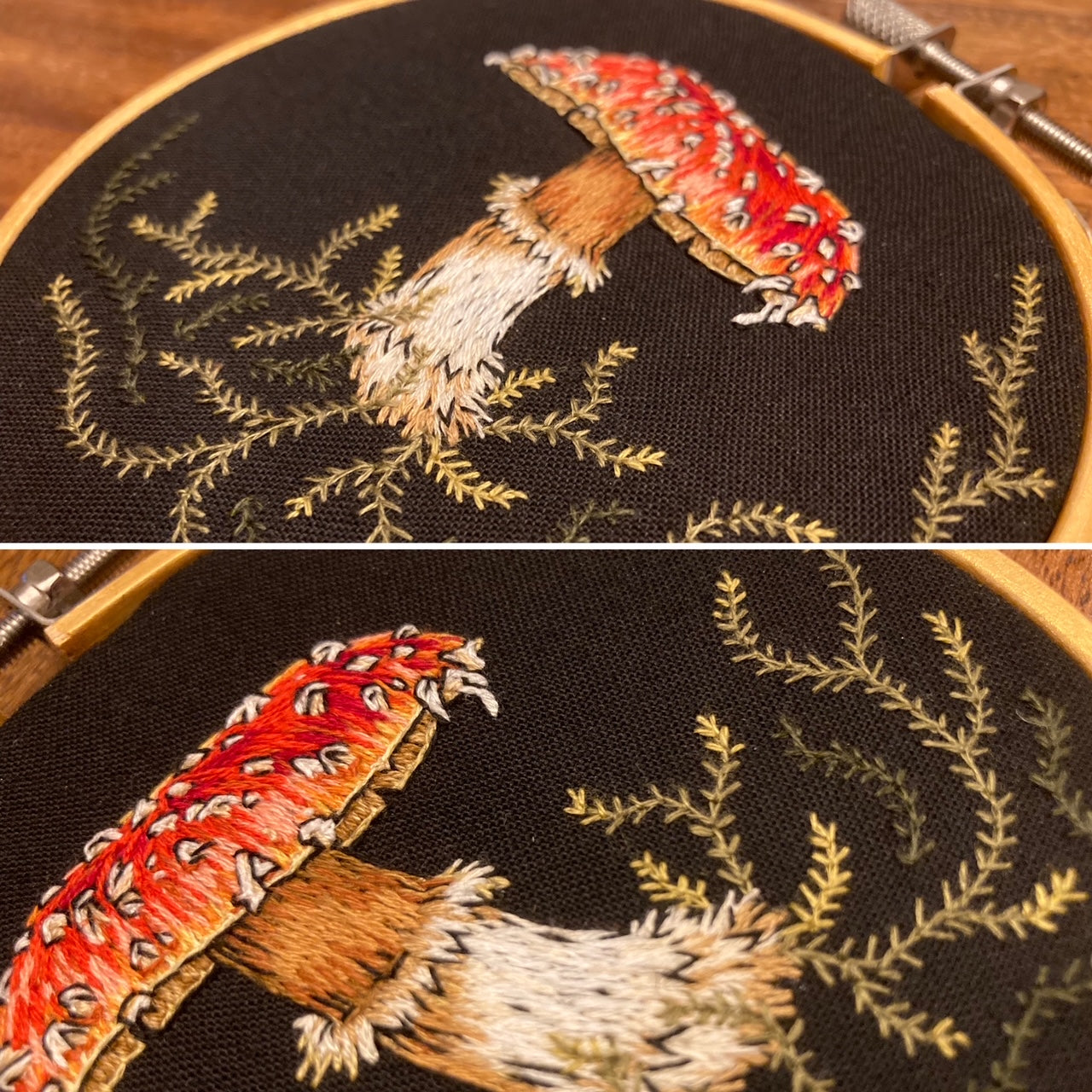 Amanita Mushroom Hand Embroidery - 4"