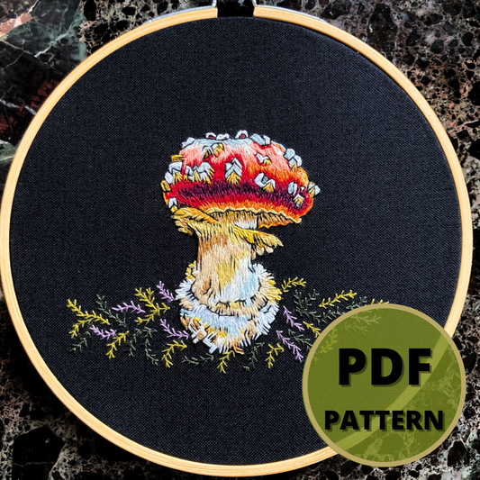 PDF DOWNLOAD Hand Embroidery Pattern - Amanita Muscaria Mushroom