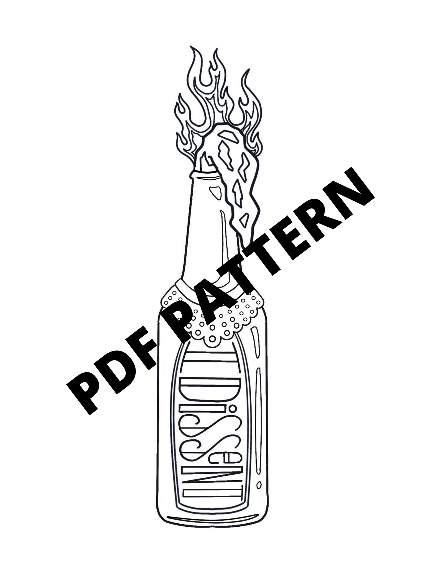 PDF DOWNLOAD Hand Embroidery Pattern - Justice RBG Dissent Molotov Cocktail