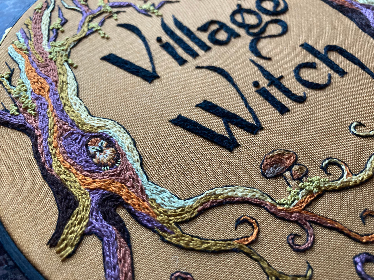 Village Witch Trees and Roots Hand Embroidery - 7"