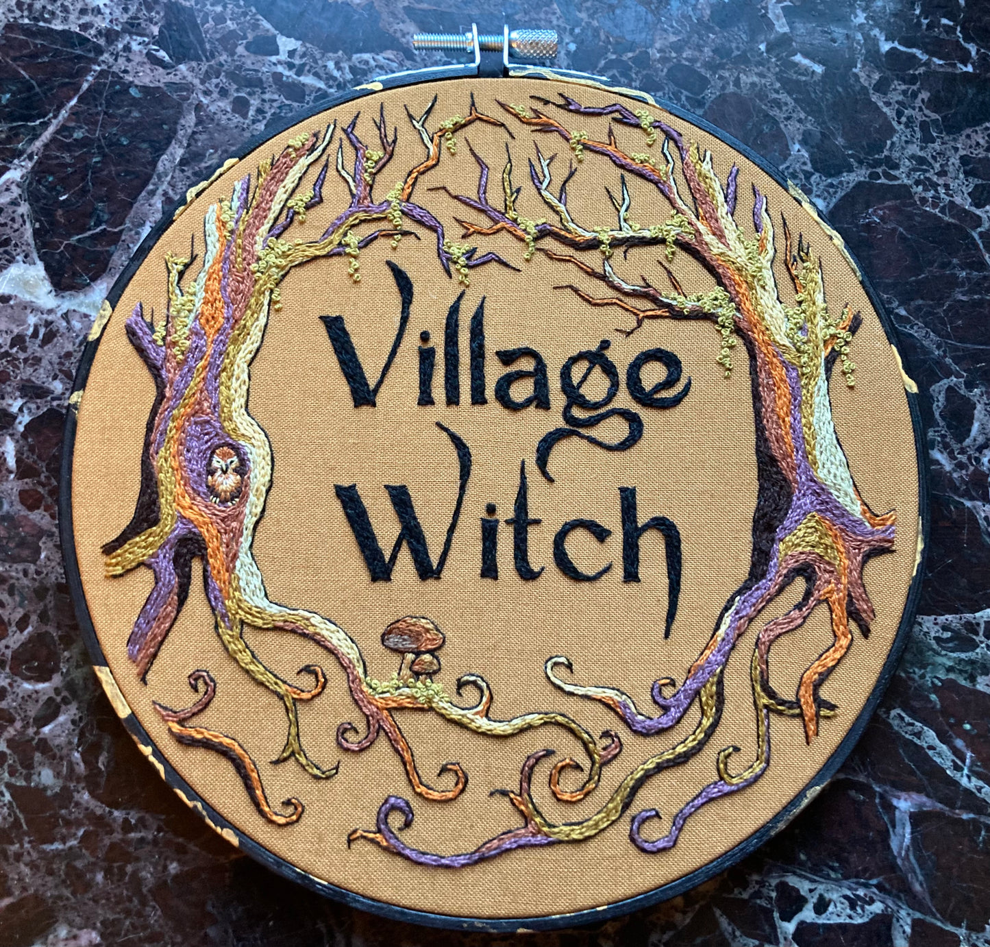 Village Witch Trees and Roots Hand Embroidery - 7"